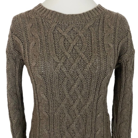 MODA INTERNATIONAL | Taupe Long Sleeve Cable Knit Wool Blend Sweater Dress - Picture 3 of 16